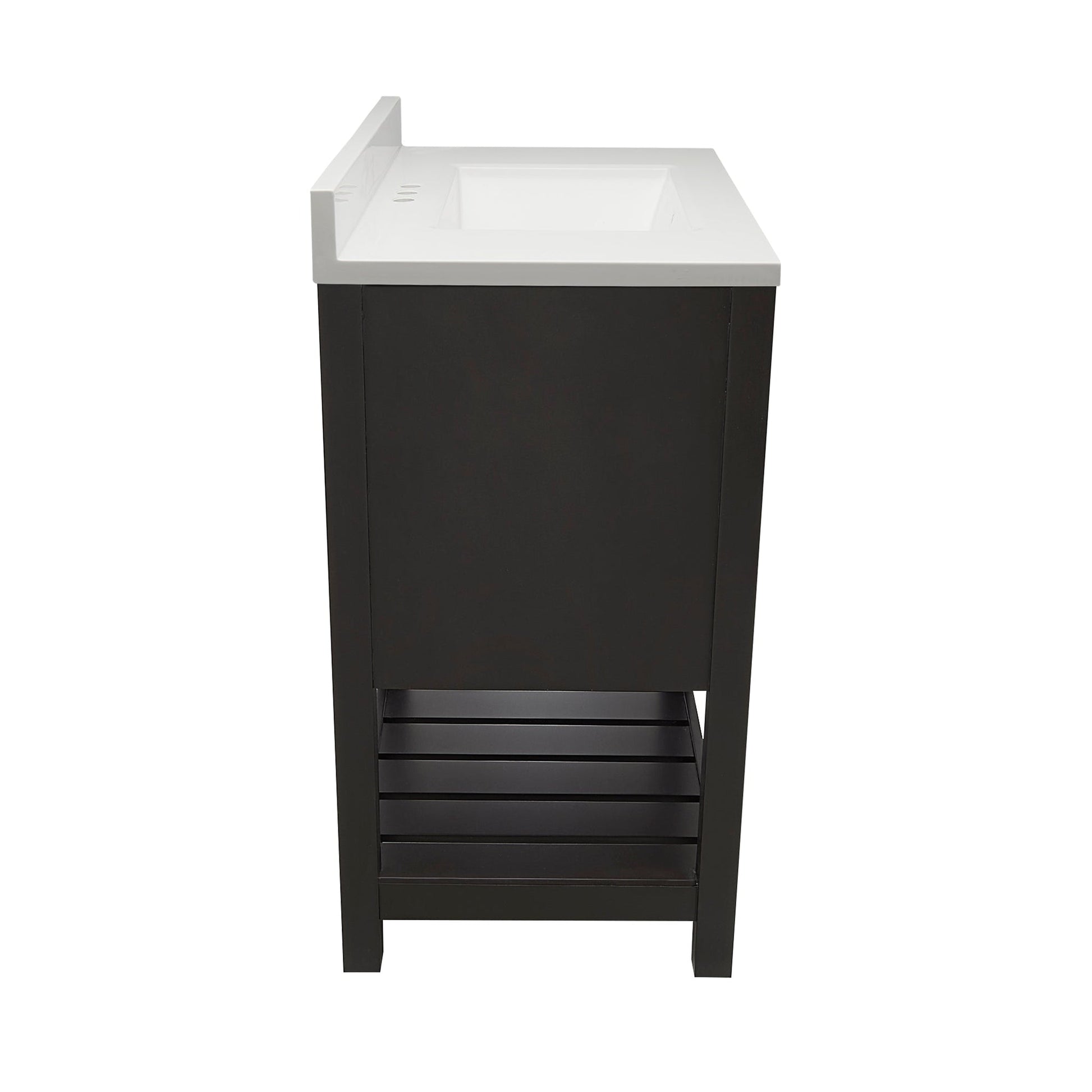 Ella's Bubbles Tremblant 25" Espresso Bathroom Vanity With White Cultured Marble Top With White Backsplash and Sink