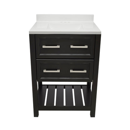 Ella's Bubbles Tremblant 25" Espresso Bathroom Vanity With White Cultured Marble Top With White Backsplash and Sink