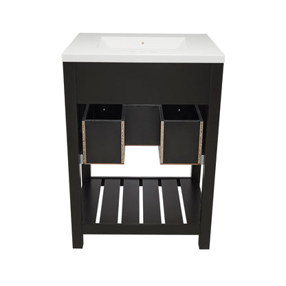 Ella's Bubbles Tremblant 25" Espresso Bathroom Vanity With White Cultured Marble Top and Sink