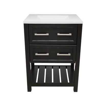 Ella's Bubbles Tremblant 25" Espresso Bathroom Vanity With White Cultured Marble Top and Sink