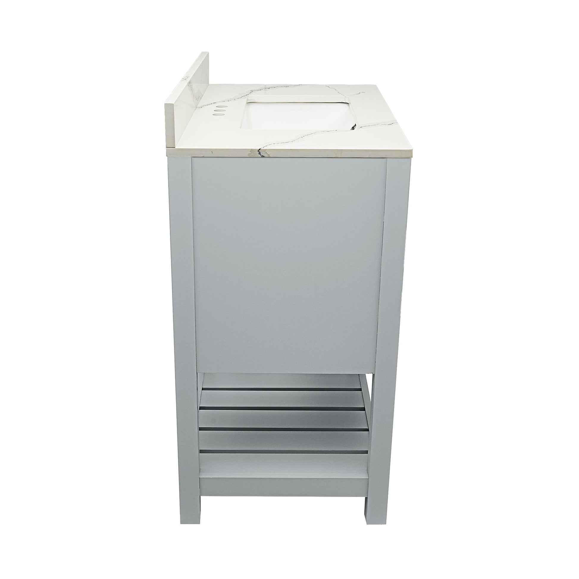 Ella's Bubbles Tremblant 25" Gray Bathroom Vanity With Calacatta White Quartz Stone Top With Backsplash and Sink