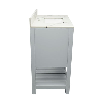 Ella's Bubbles Tremblant 25" Gray Bathroom Vanity With Calacatta White Quartz Stone Top With Backsplash and Sink