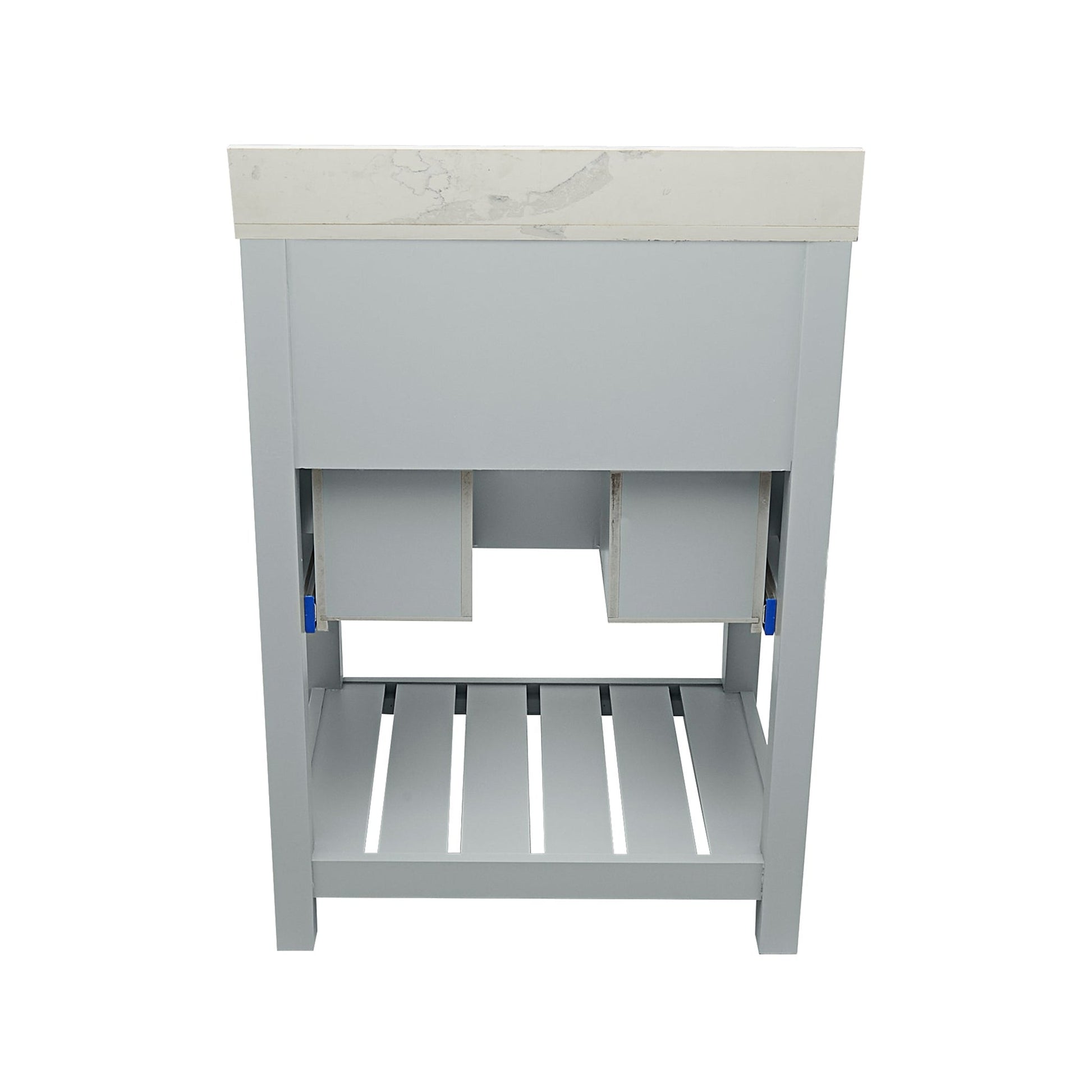 Ella's Bubbles Tremblant 25" Gray Bathroom Vanity With Calacatta White Quartz Stone Top With Backsplash and Sink