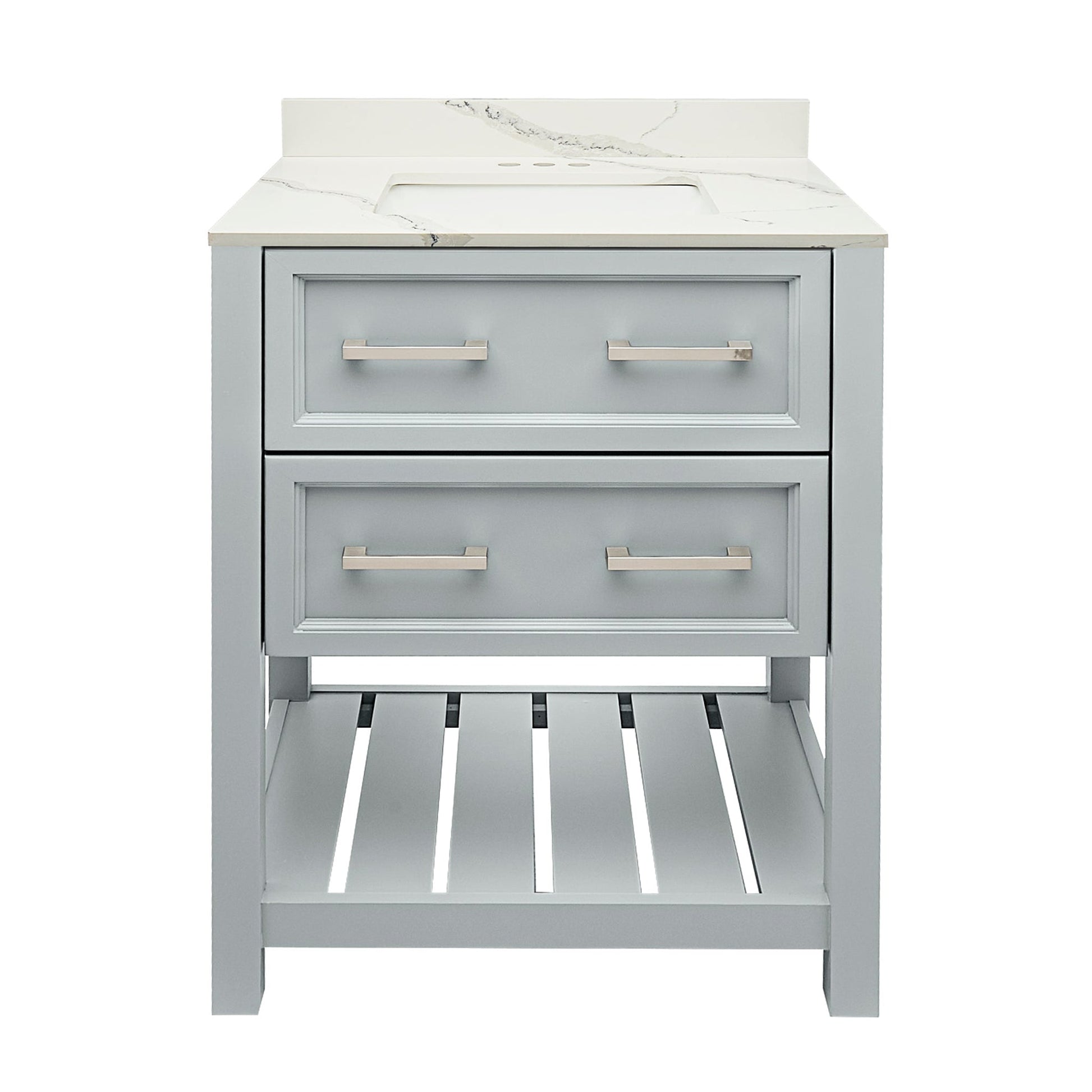 Ella's Bubbles Tremblant 25" Gray Bathroom Vanity With Calacatta White Quartz Stone Top With Backsplash and Sink