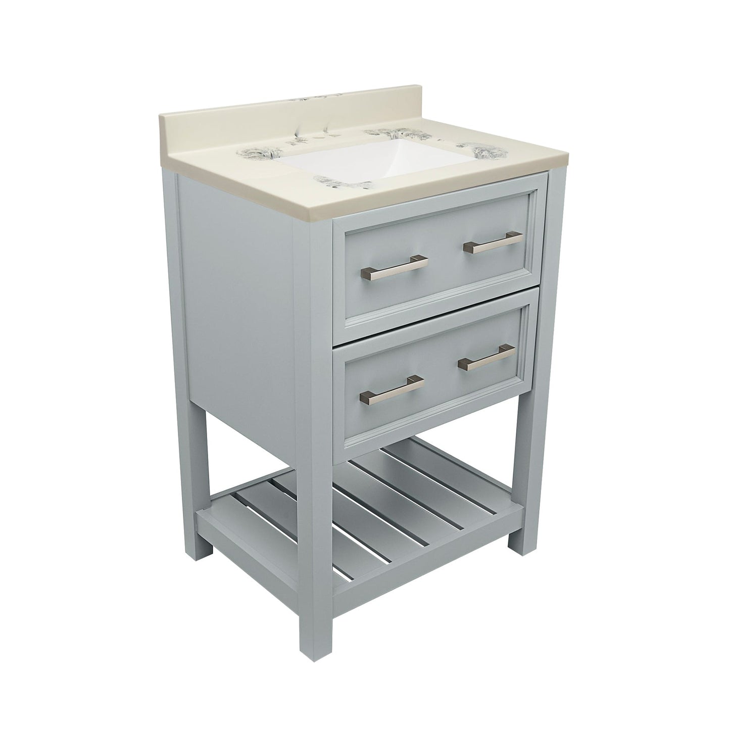 Ella's Bubbles Tremblant 25" Gray Bathroom Vanity With Carrara White Cultured Marble Top With Backsplash and Sink