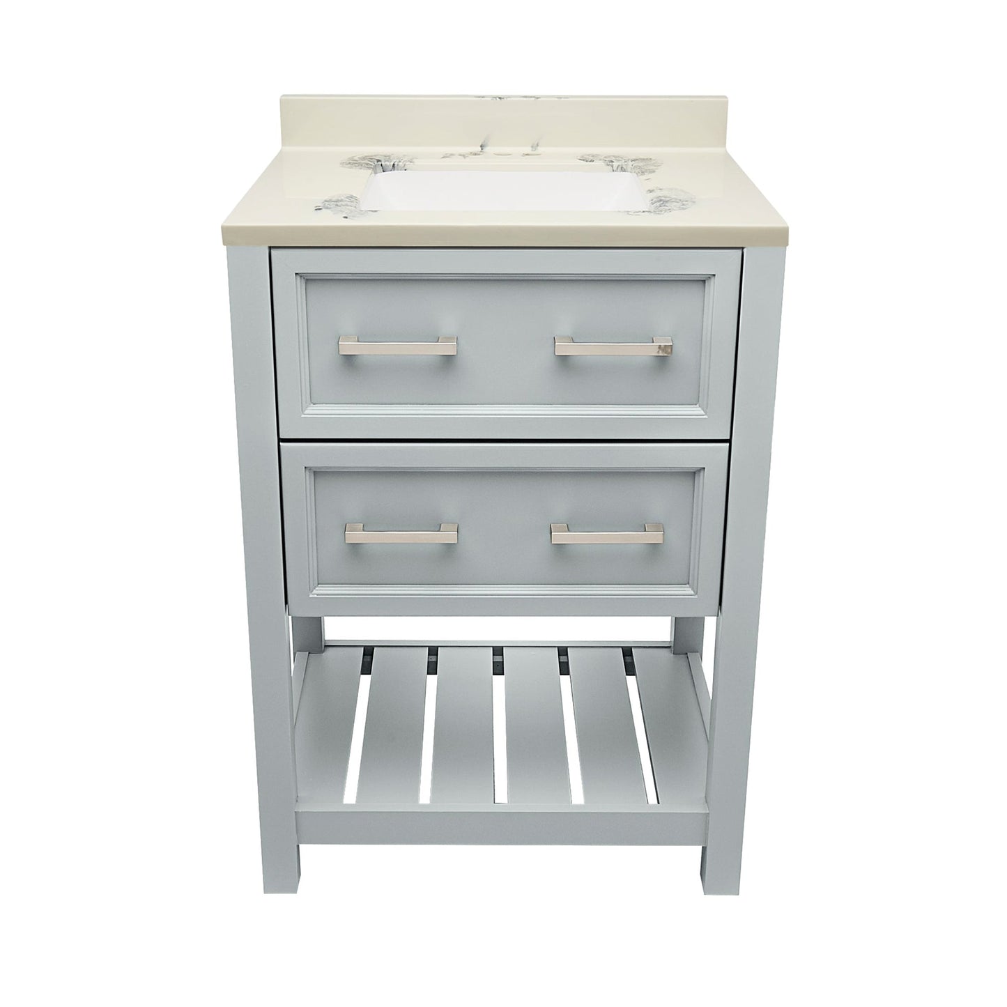 Ella's Bubbles Tremblant 25" Gray Bathroom Vanity With Carrara White Cultured Marble Top With Backsplash and Sink
