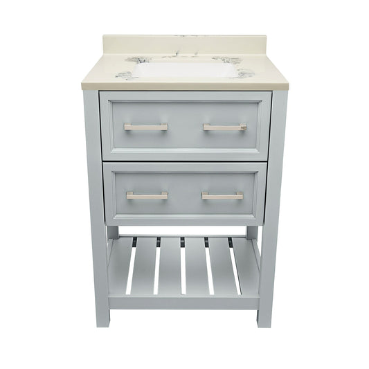 Ella's Bubbles Tremblant 25" Gray Bathroom Vanity With Carrara White Cultured Marble Top With Backsplash and Sink