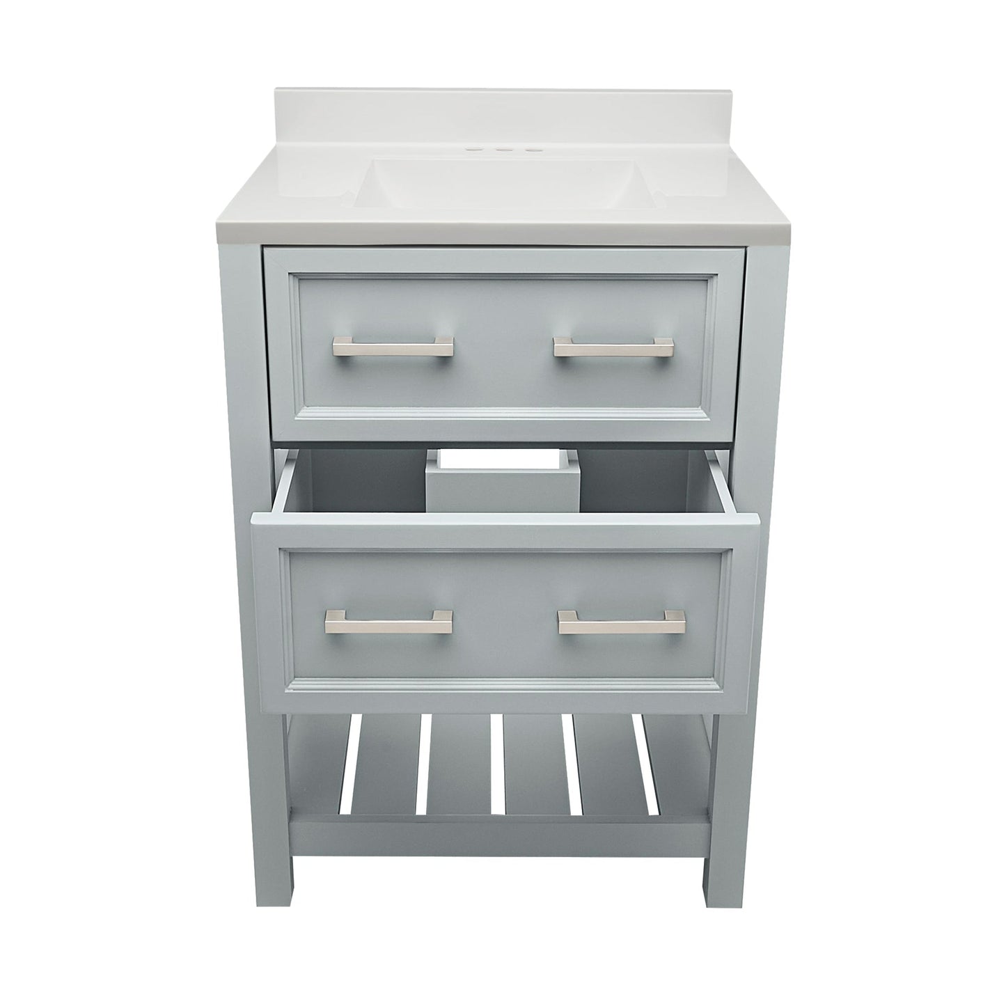 Ella's Bubbles Tremblant 25" Gray Bathroom Vanity With White Cultured Marble Top With White Backsplash and Sink