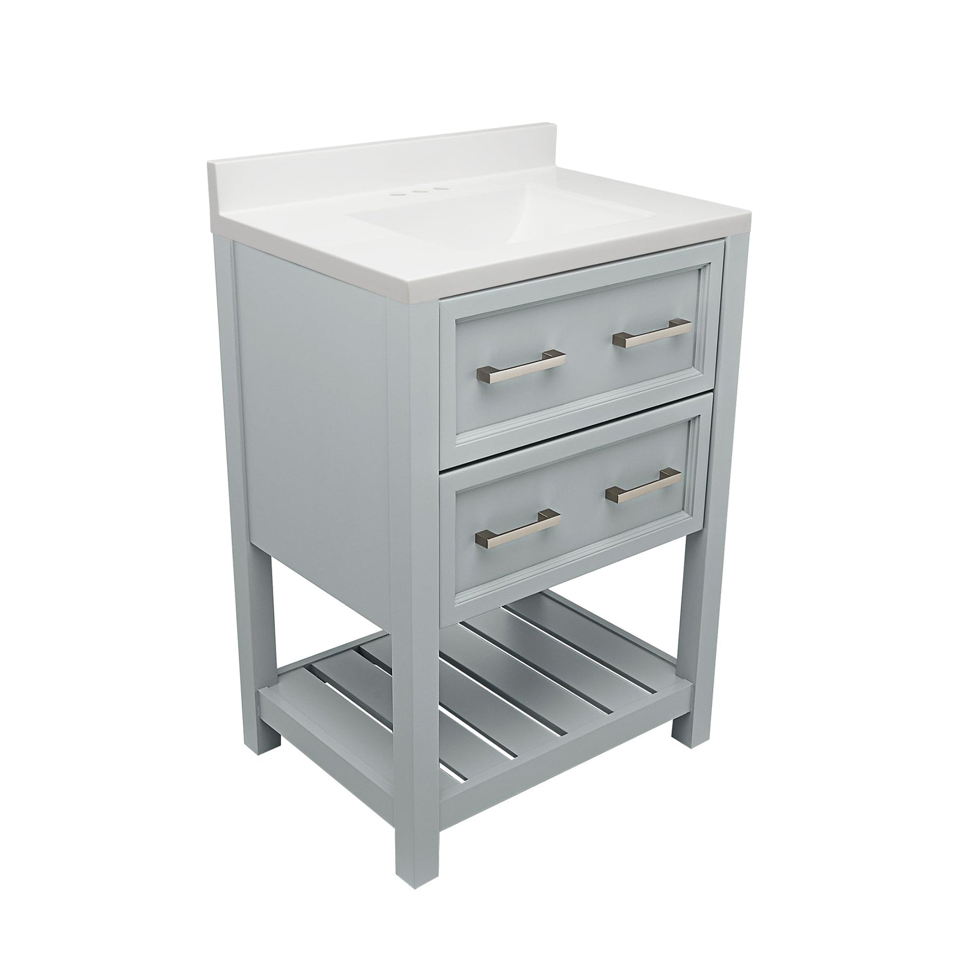 Ella's Bubbles Tremblant 25" Gray Bathroom Vanity With White Cultured Marble Top With White Backsplash and Sink