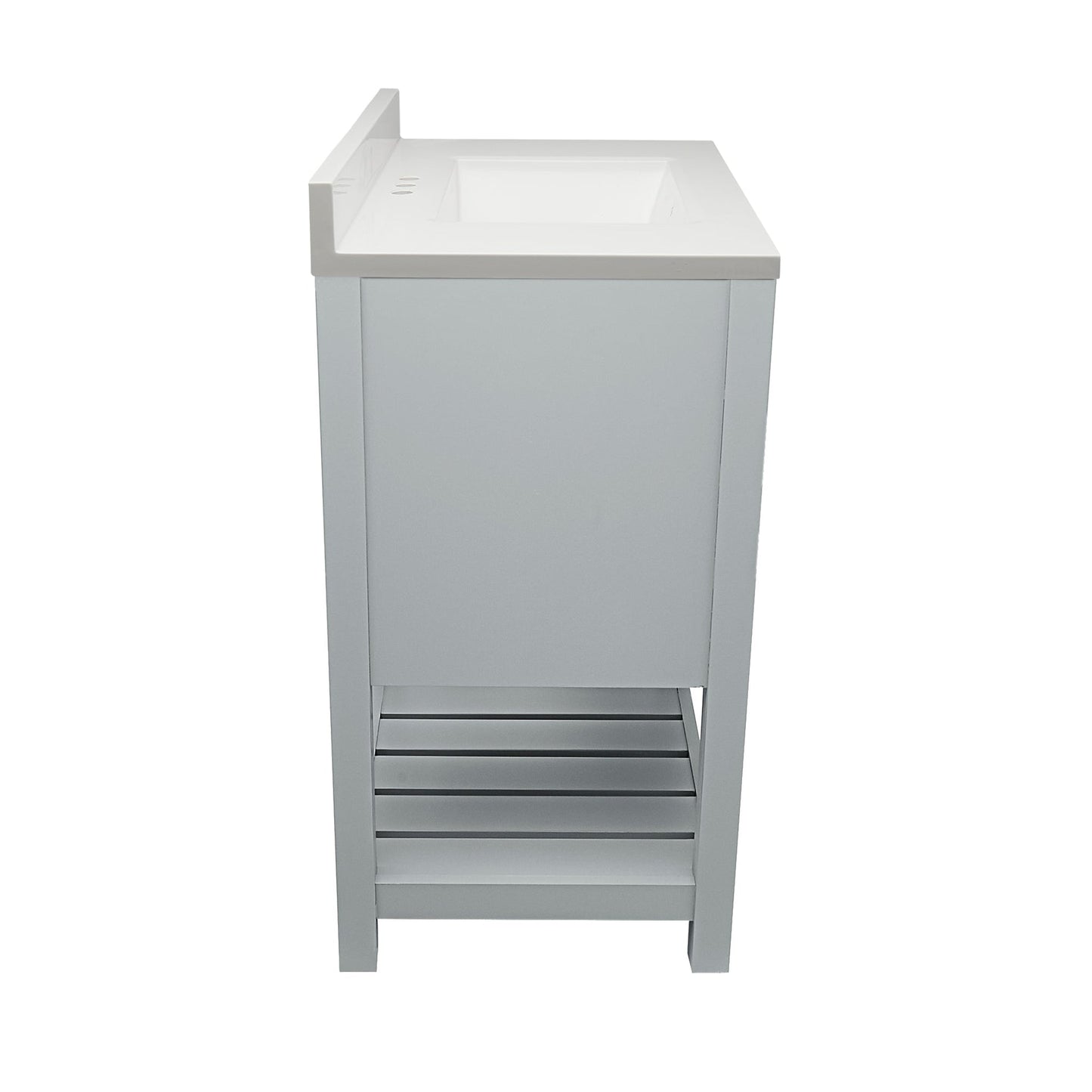 Ella's Bubbles Tremblant 25" Gray Bathroom Vanity With White Cultured Marble Top With White Backsplash and Sink