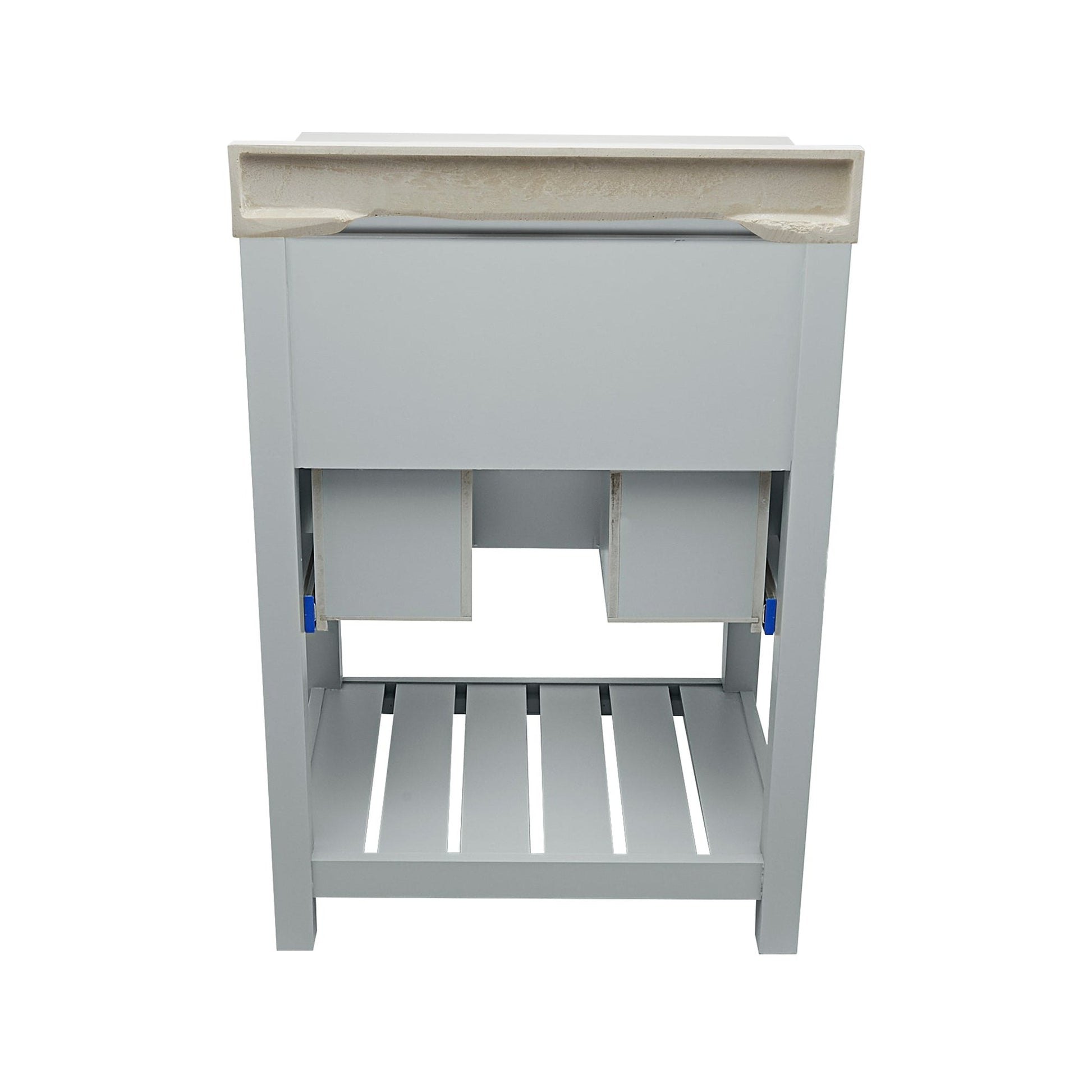 Ella's Bubbles Tremblant 25" Gray Bathroom Vanity With White Cultured Marble Top With White Backsplash and Sink