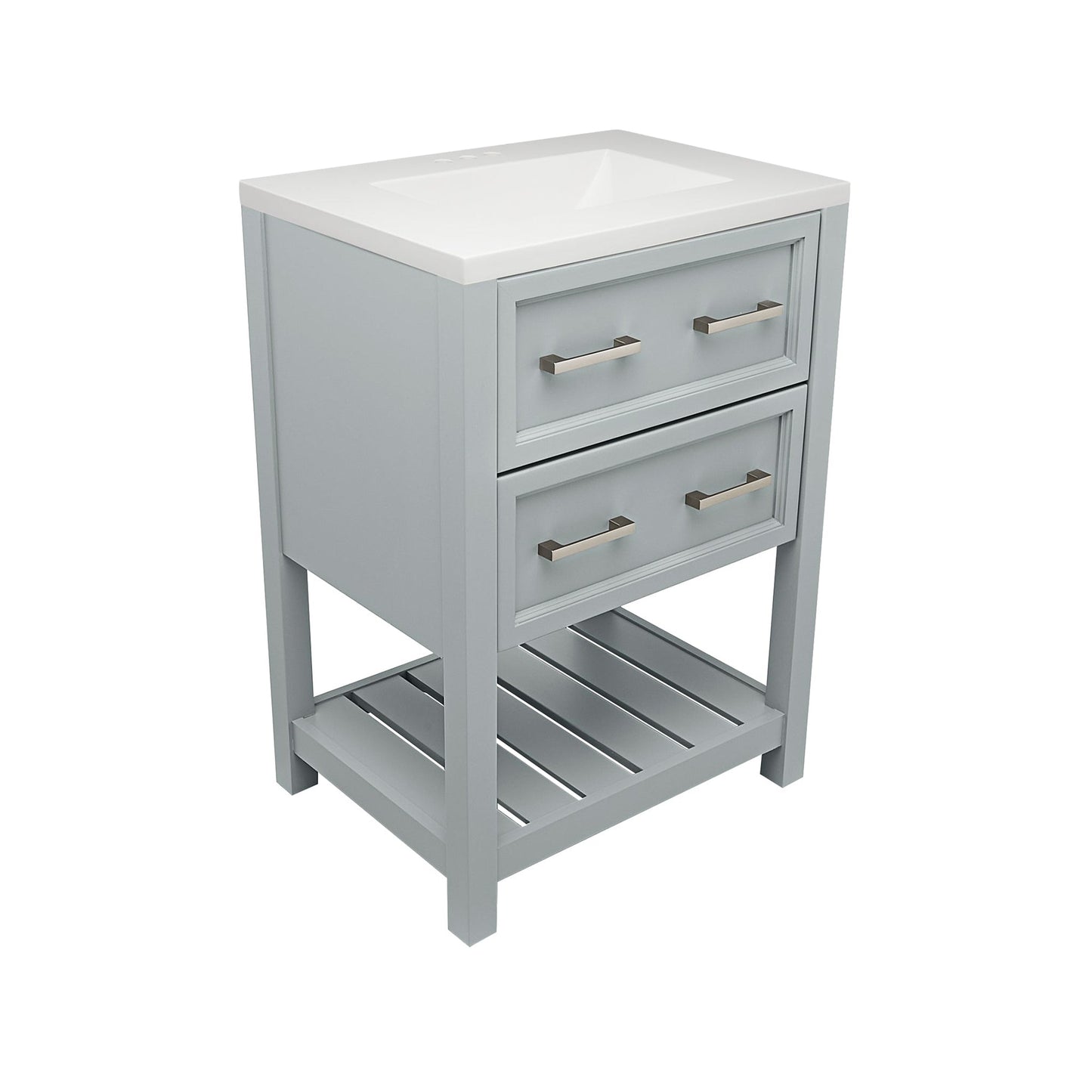 Ella's Bubbles Tremblant 25" Gray Bathroom Vanity With White Cultured Marble Top and Sink