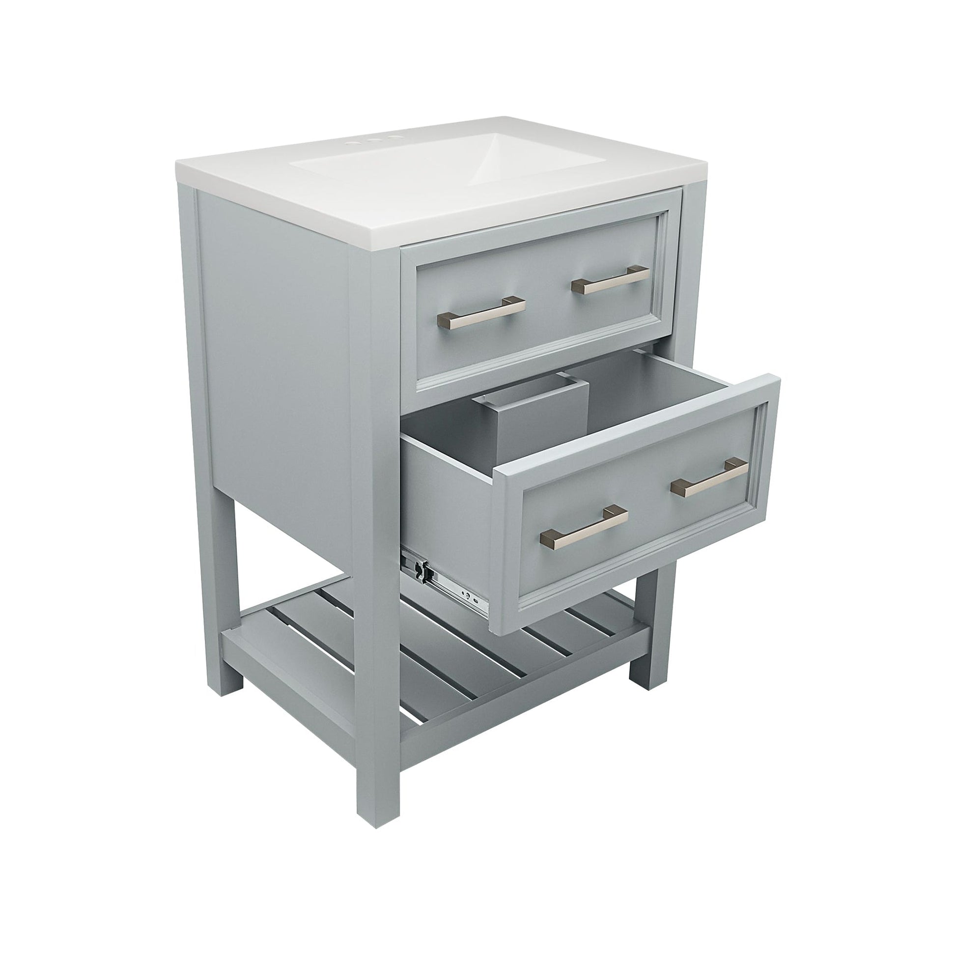 Ella's Bubbles Tremblant 25" Gray Bathroom Vanity With White Cultured Marble Top and Sink