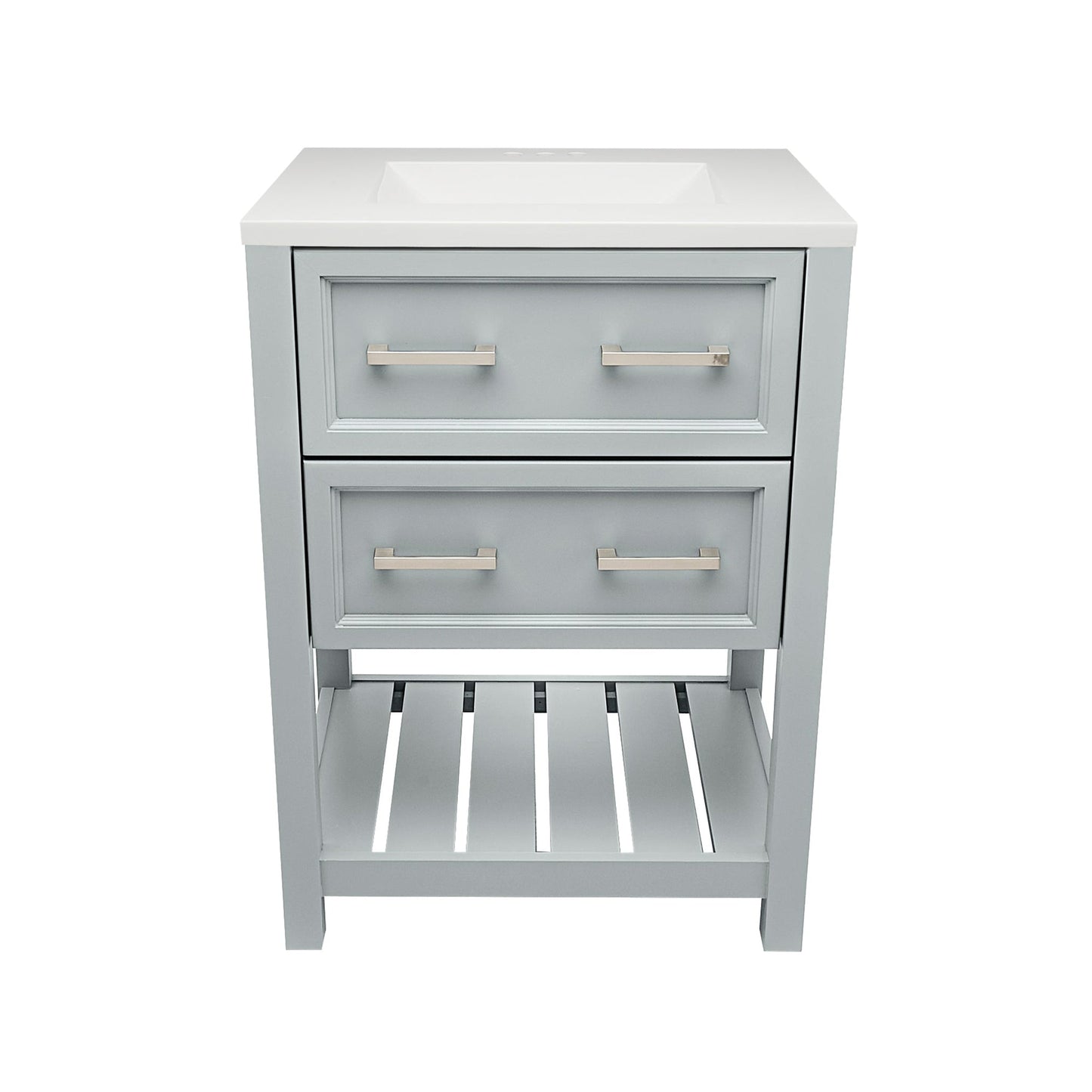Ella's Bubbles Tremblant 25" Gray Bathroom Vanity With White Cultured Marble Top and Sink