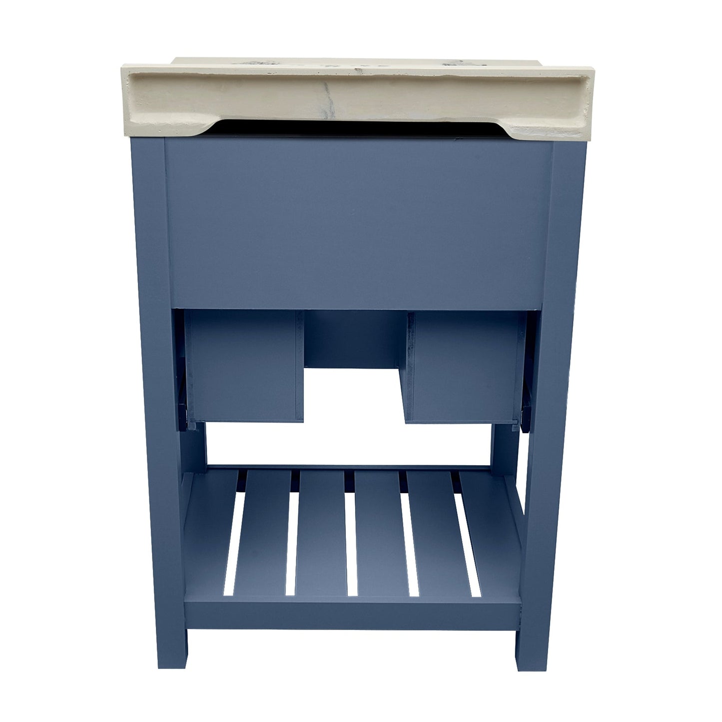 Ella's Bubbles Tremblant 25" Navy Blue Bathroom Vanity With Carrara White Cultured Marble Top With Backsplash and Sink