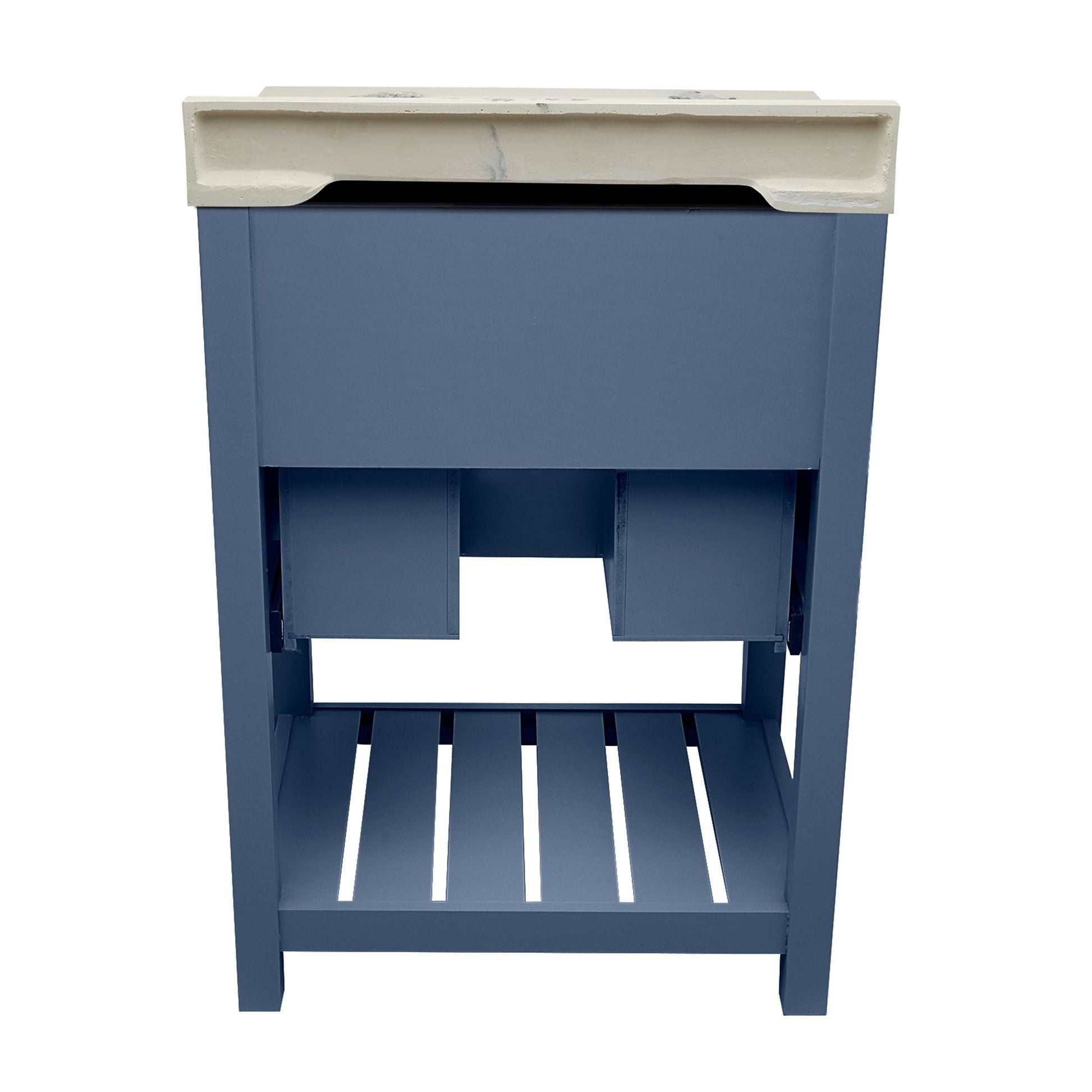 Ella's Bubbles Tremblant 25" Navy Blue Bathroom Vanity With Carrara White Cultured Marble Top With Backsplash and Sink