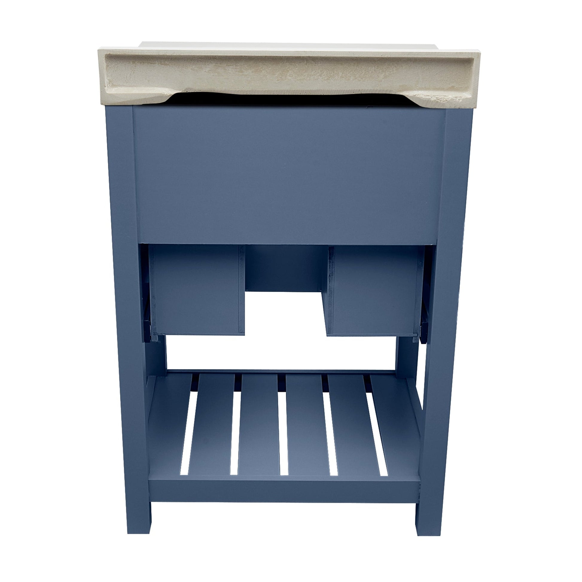 Ella's Bubbles Tremblant 25" Navy Blue Bathroom Vanity With White Cultured Marble Top With White Backsplash and Sink