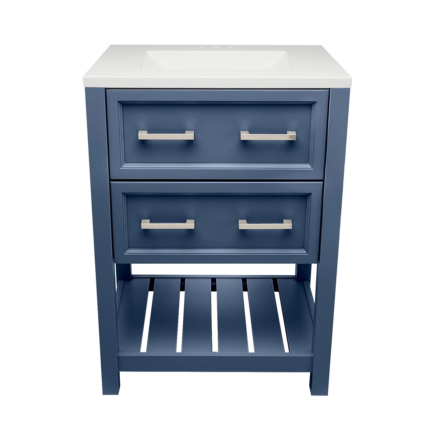 Ella's Bubbles Tremblant 25" Navy Blue Bathroom Vanity With White Cultured Marble Top and Sink