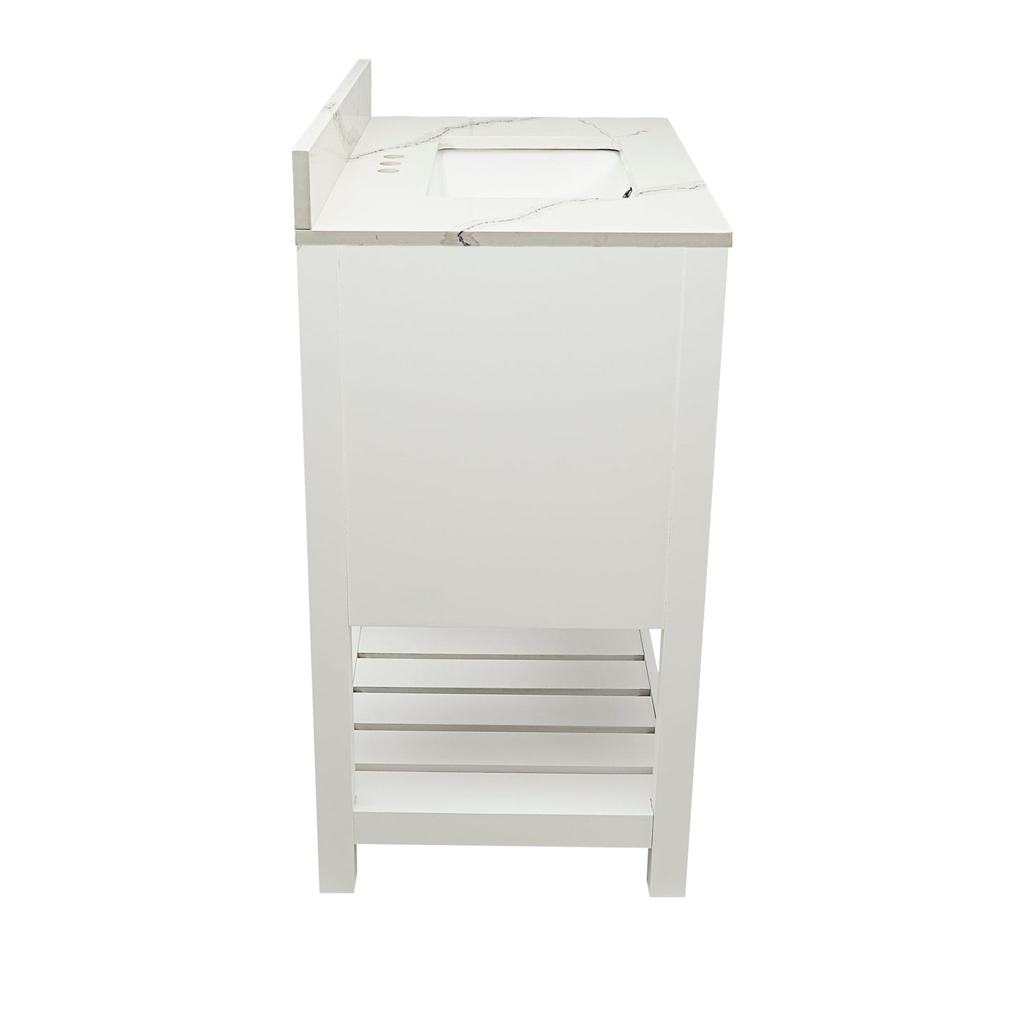 Ella's Bubbles Tremblant 25" White Bathroom Vanity With Calacatta White Quartz Stone Top With Backsplash and Sink