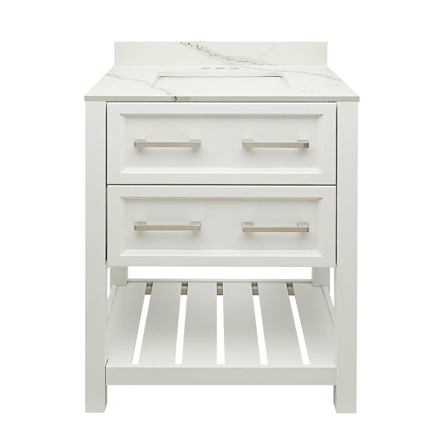 Ella's Bubbles Tremblant 25" White Bathroom Vanity With Calacatta White Quartz Stone Top With Backsplash and Sink