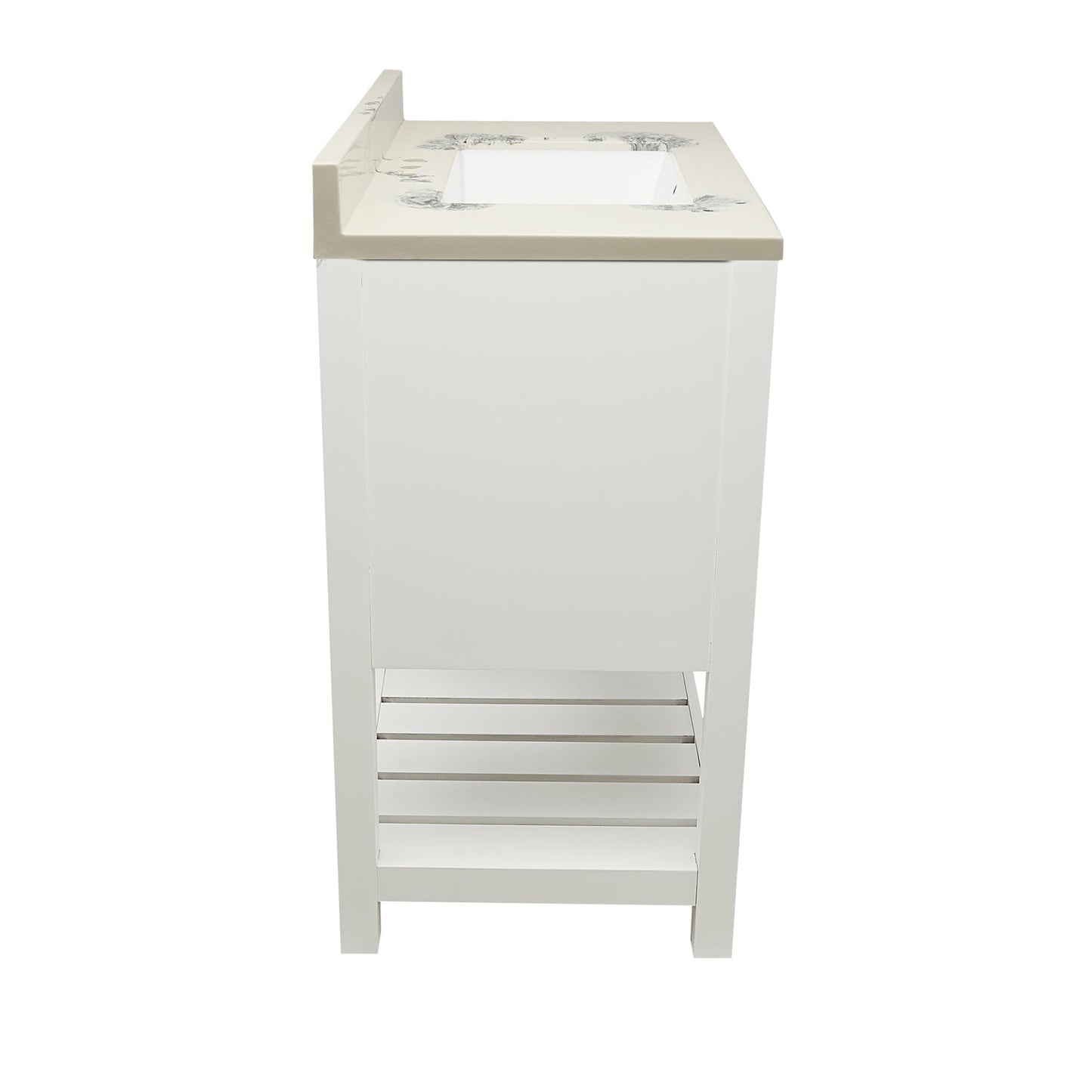 Ella's Bubbles Tremblant 25" White Bathroom Vanity With Carrara White Cultured Marble Top With Backsplash and Sink