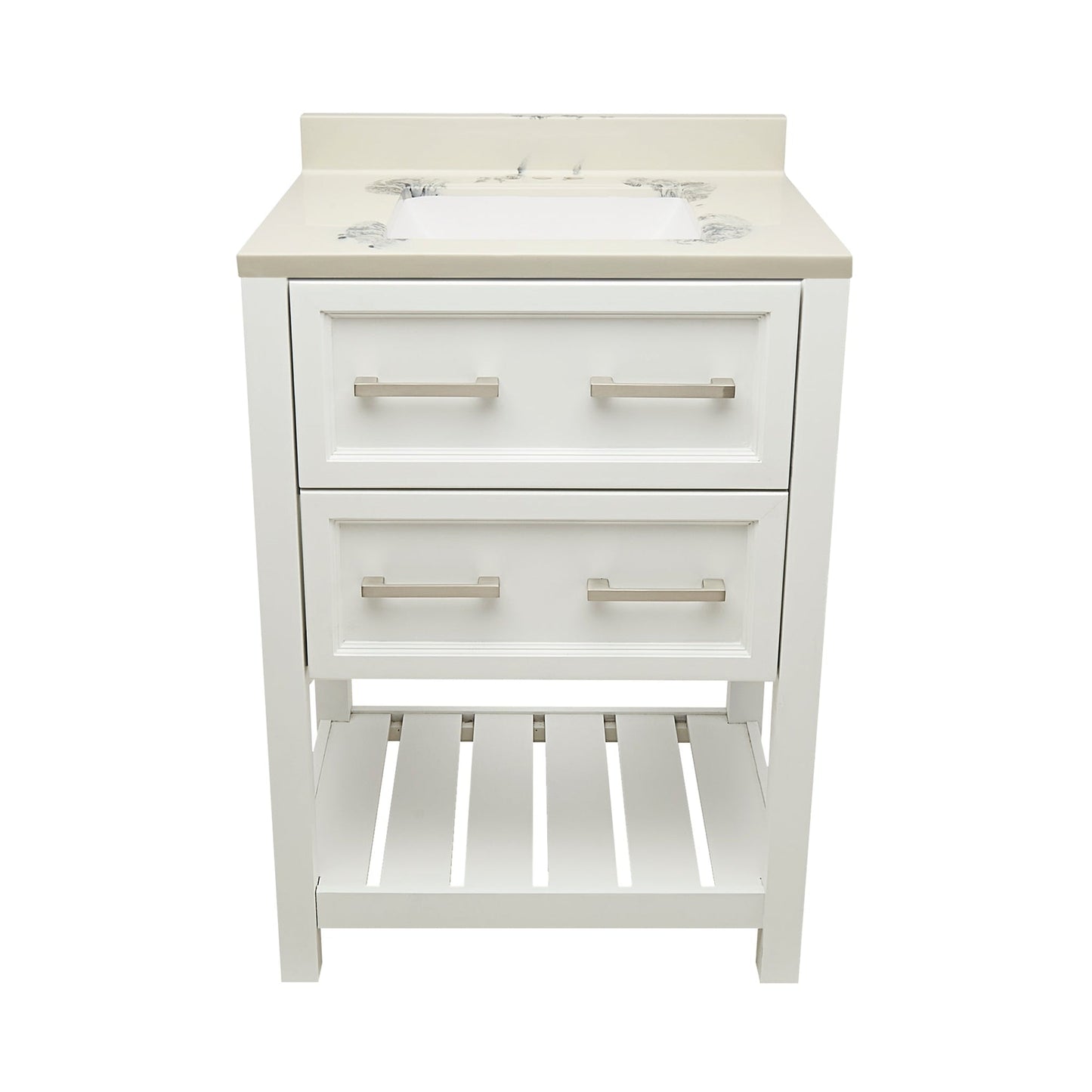 Ella's Bubbles Tremblant 25" White Bathroom Vanity With Carrara White Cultured Marble Top With Backsplash and Sink
