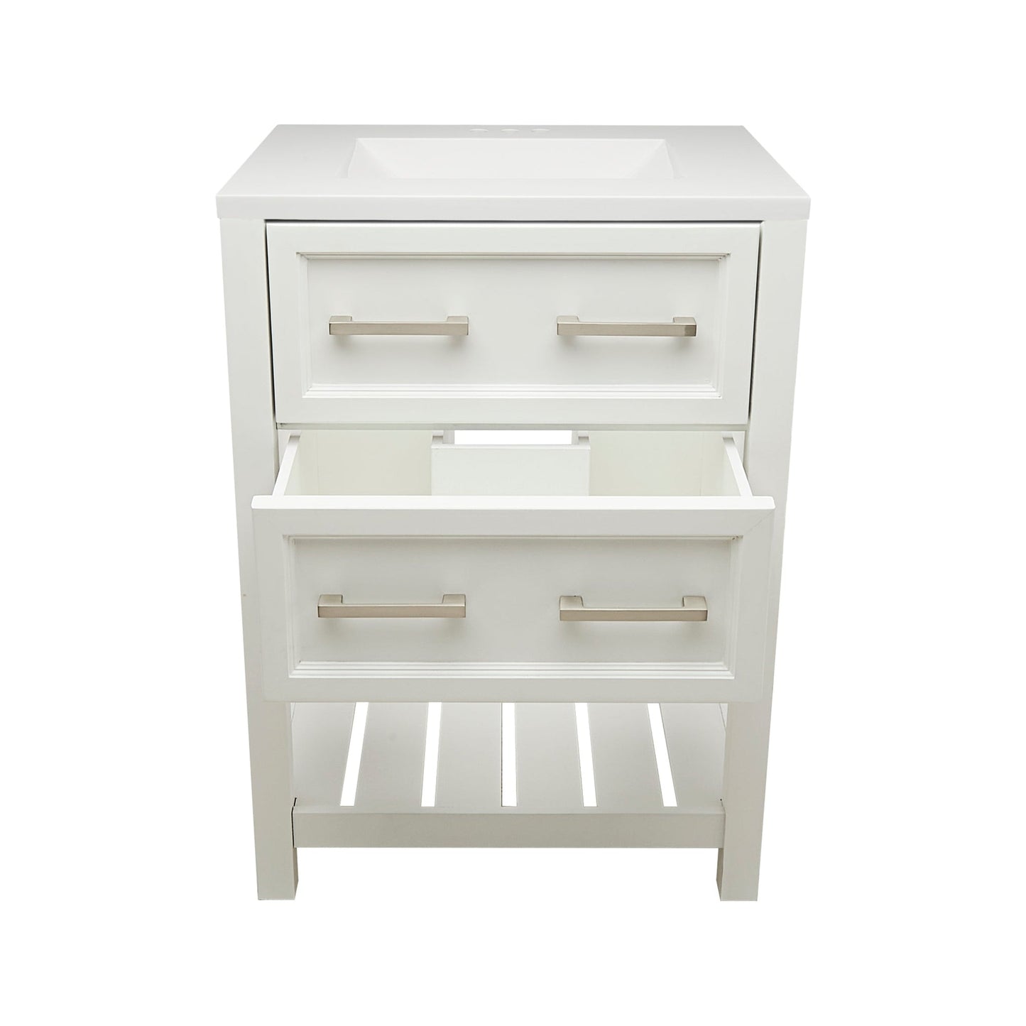 Ella's Bubbles Tremblant 25" White Bathroom Vanity With White Cultured Marble Vanity Top and Sink