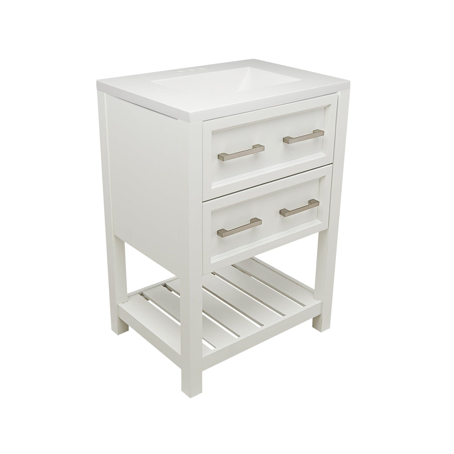 Ella's Bubbles Tremblant 25" White Bathroom Vanity With White Cultured Marble Vanity Top and Sink