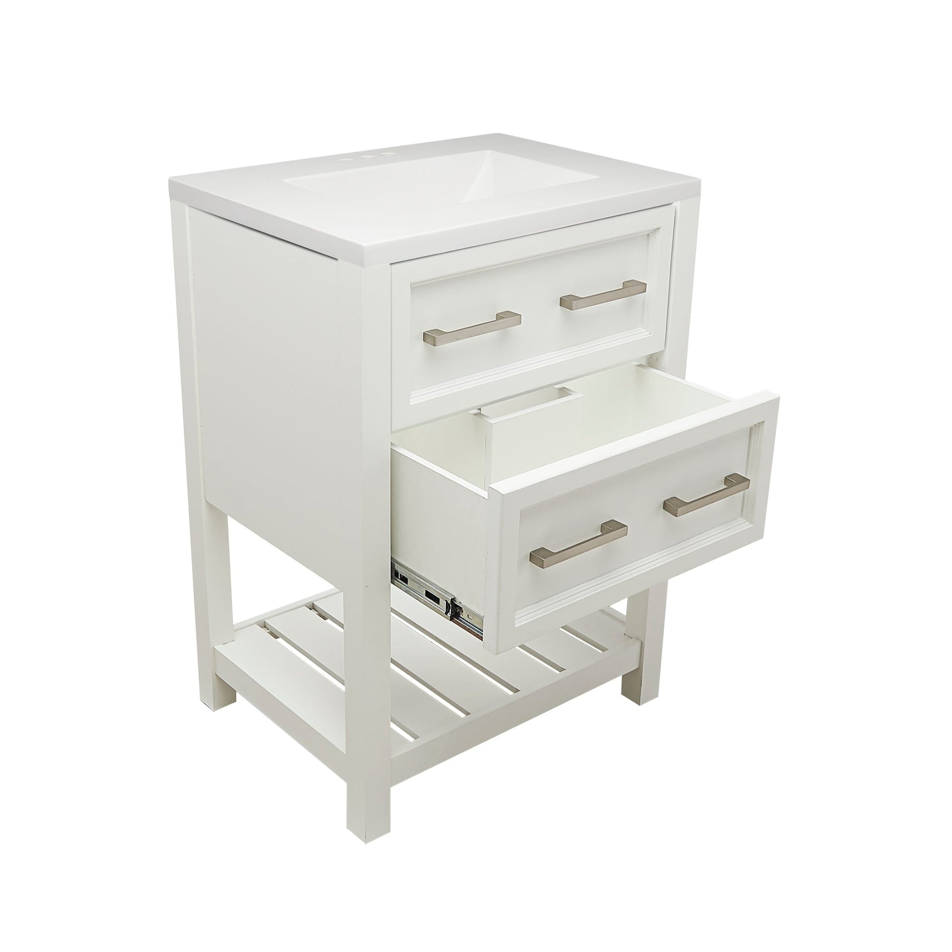 Ella's Bubbles Tremblant 25" White Bathroom Vanity With White Cultured Marble Vanity Top and Sink