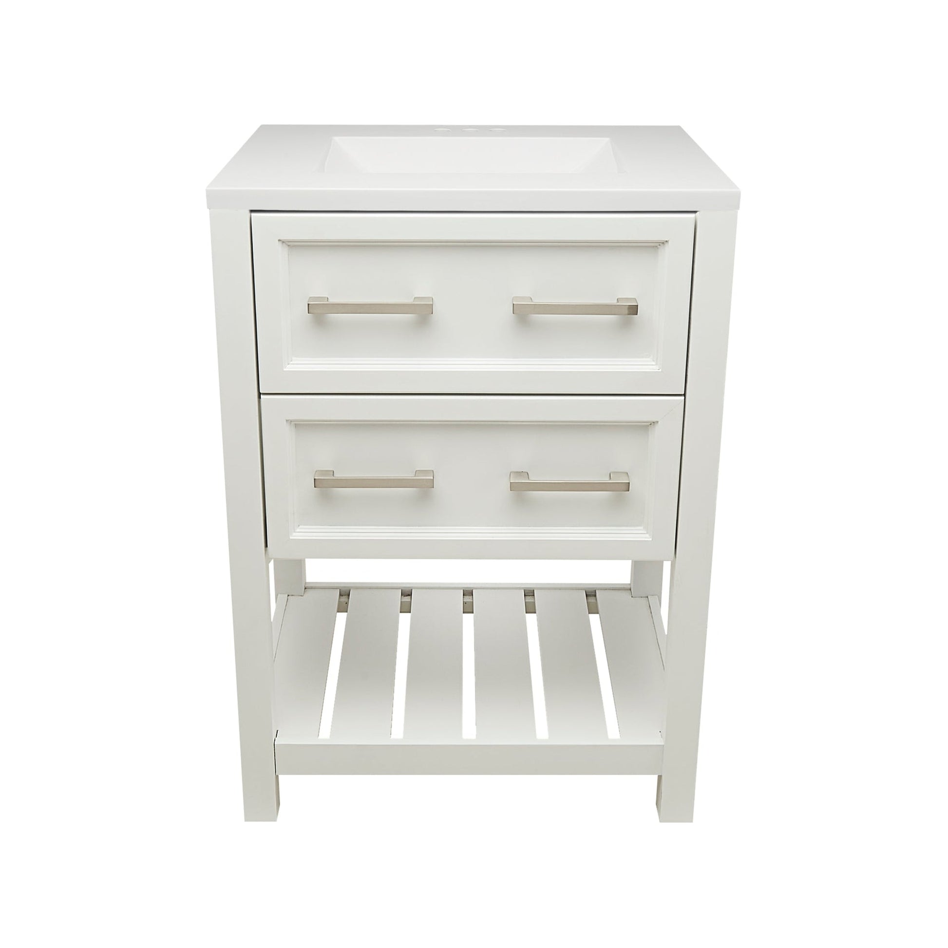 Ella's Bubbles Tremblant 25" White Bathroom Vanity With White Cultured Marble Vanity Top and Sink