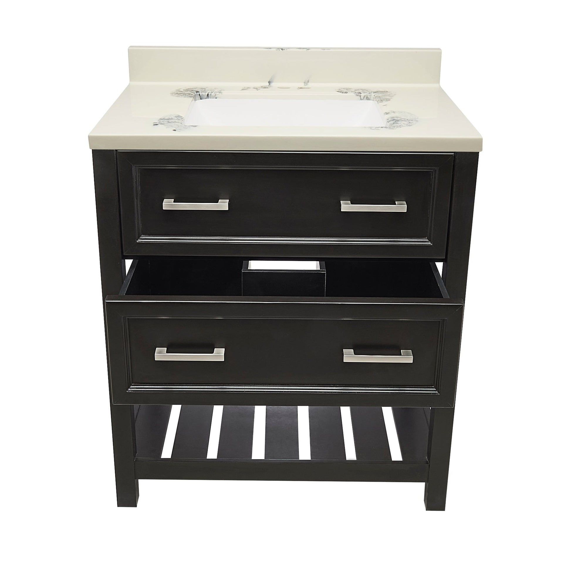 Ella's Bubbles Tremblant 31" Espresso Bathroom Vanity With Carrara White Cultured Marble Top With Backsplash and Sink