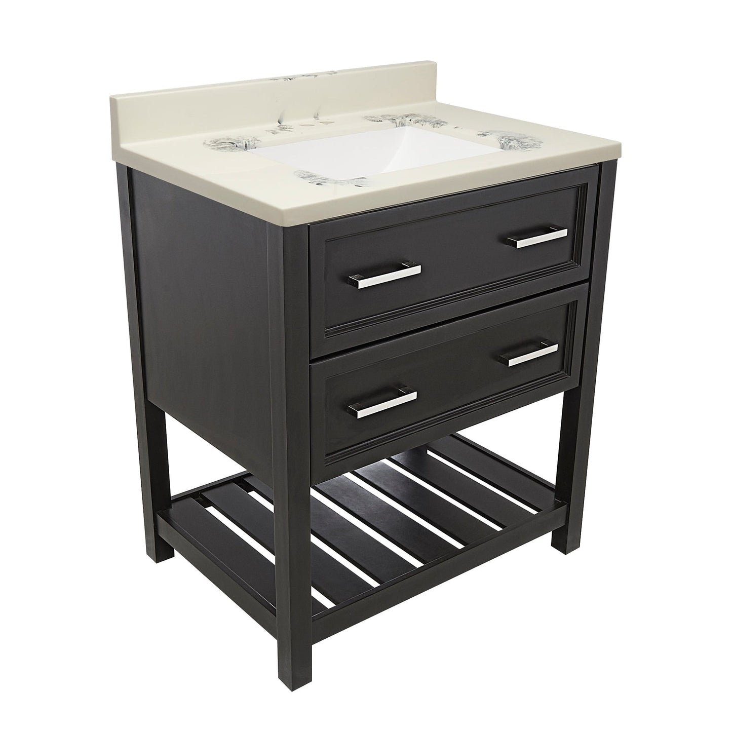 Ella's Bubbles Tremblant 31" Espresso Bathroom Vanity With Carrara White Cultured Marble Top With Backsplash and Sink