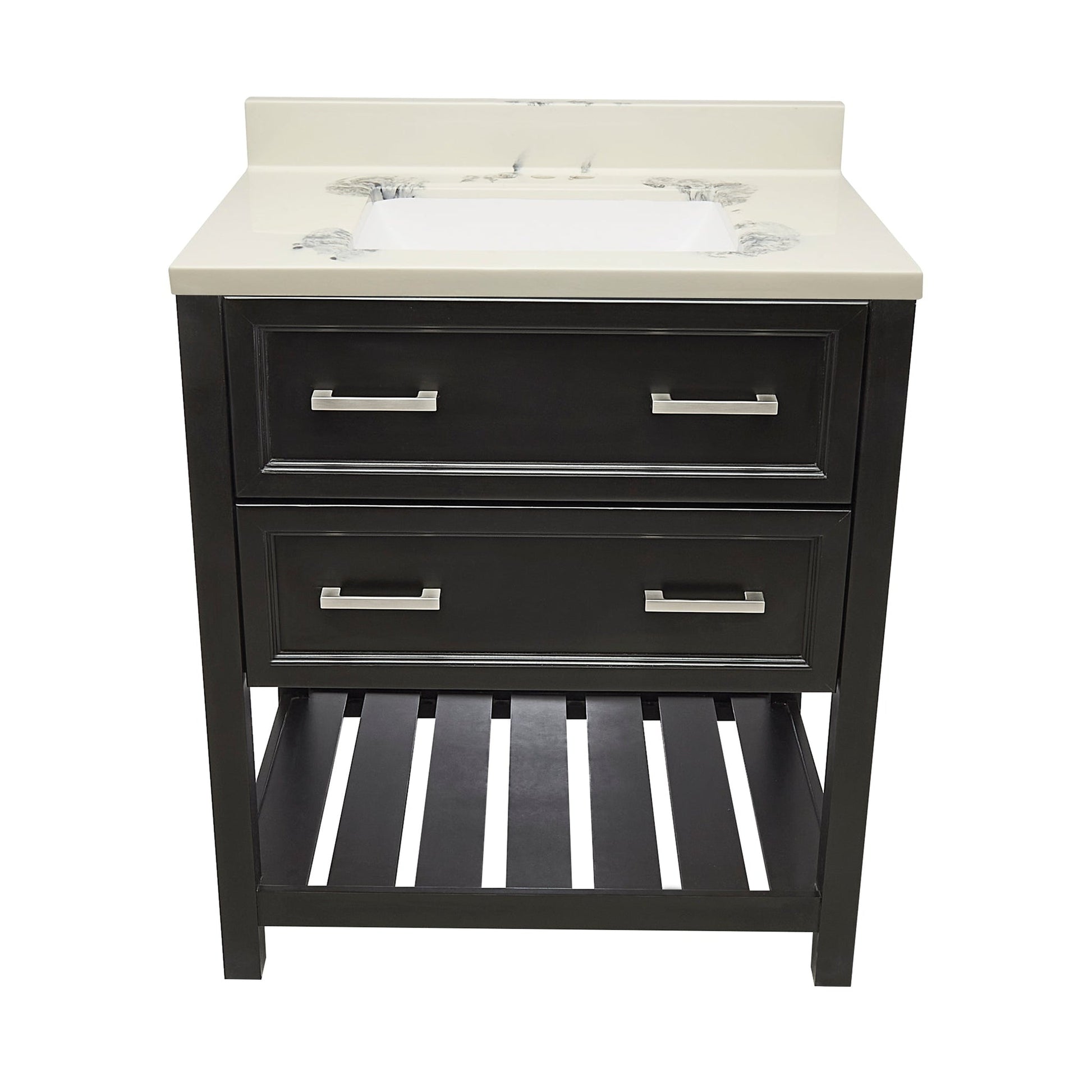 Ella's Bubbles Tremblant 31" Espresso Bathroom Vanity With Carrara White Cultured Marble Top With Backsplash and Sink