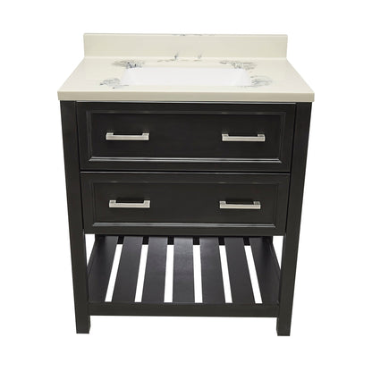 Ella's Bubbles Tremblant 31" Espresso Bathroom Vanity With Carrara White Cultured Marble Top With Backsplash and Sink