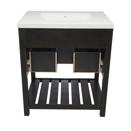 Ella's Bubbles Tremblant 31" Espresso Bathroom Vanity With White Cultured Marble Top and Sink