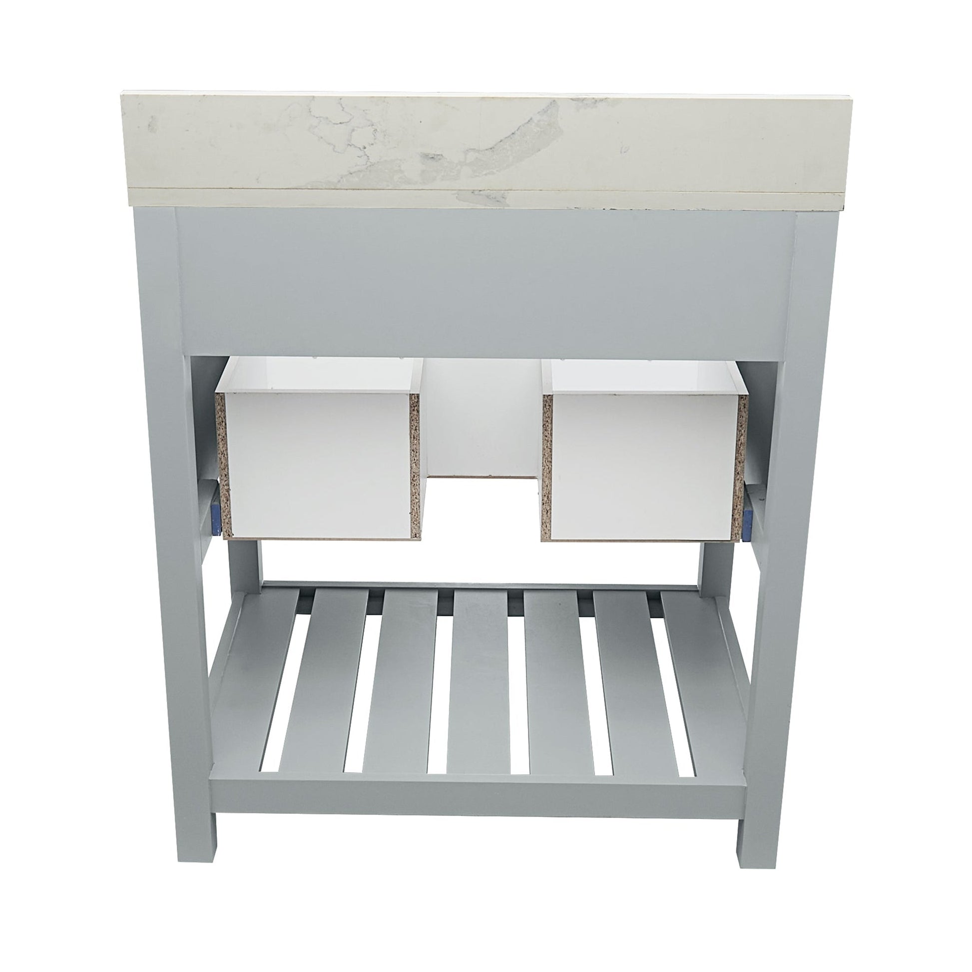 Ella's Bubbles Tremblant 31" Gray Bathroom Vanity With Calacatta White Quartz Stone Top With Backsplash and Sink