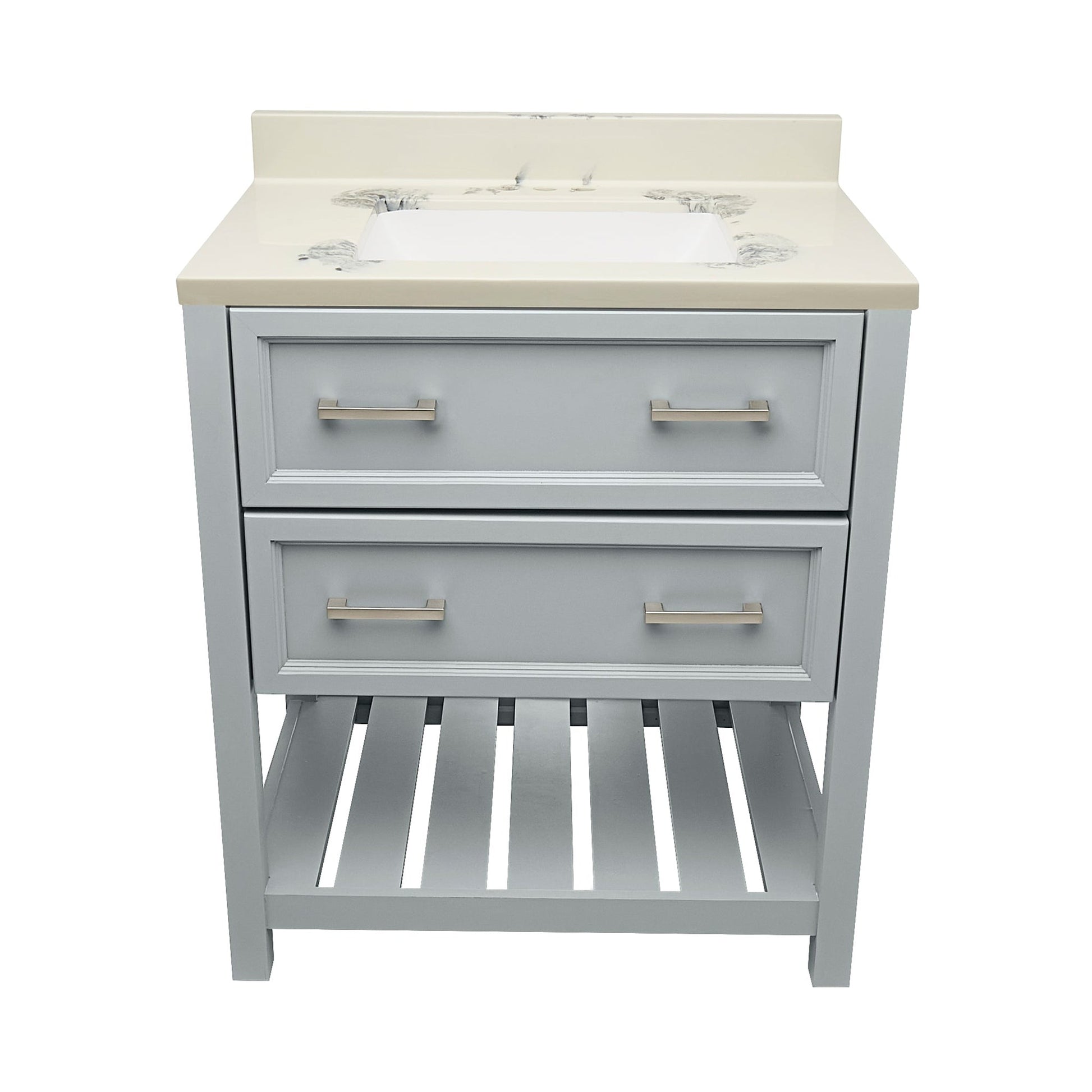 Ella's Bubbles Tremblant 31" Gray Bathroom Vanity With Carrara White Cultured Marble Top With Backsplash and Sink