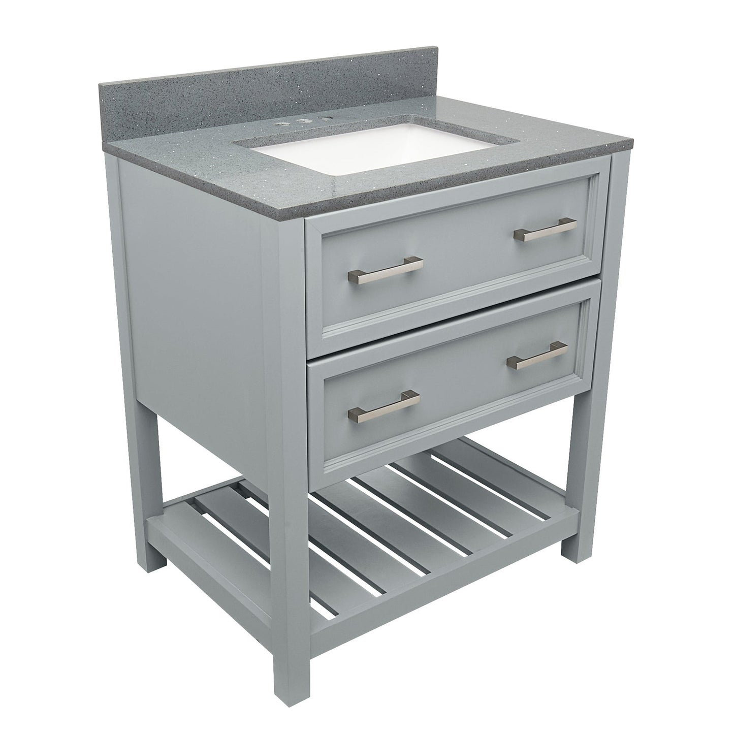 Ella's Bubbles Tremblant 31" Gray Bathroom Vanity With Galaxy Gray Quartz Stone Top With Backsplash and Sink