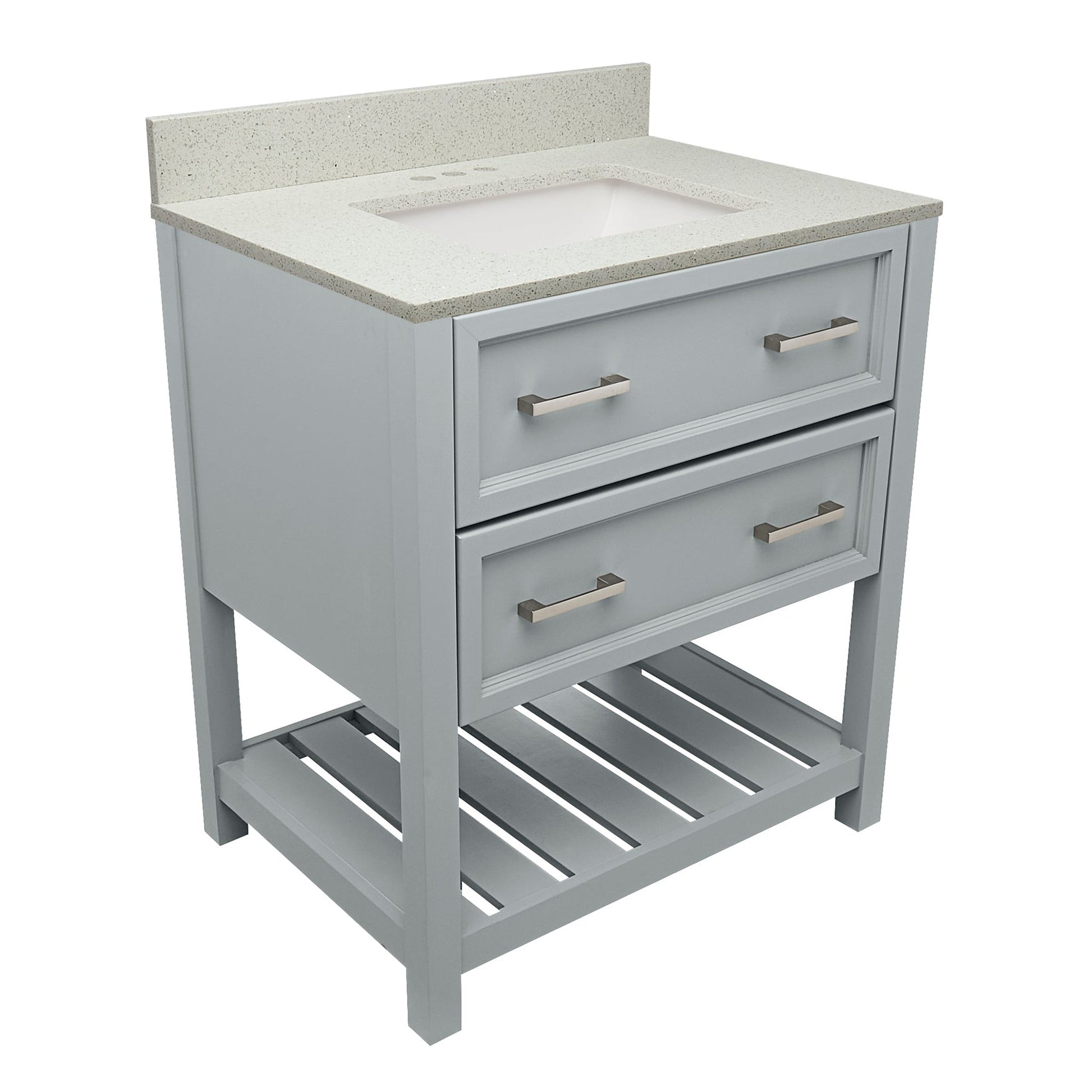 Ella's Bubbles Tremblant 31" Gray Bathroom Vanity With Galaxy White Quartz Stone Top With Backsplash and Sink