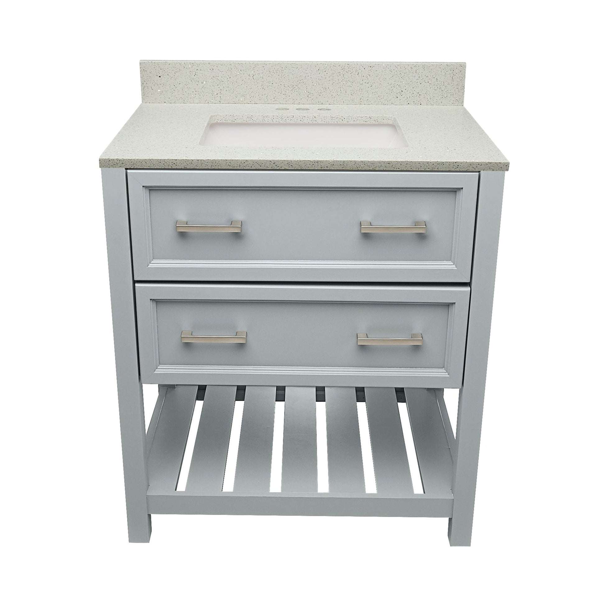 Ella's Bubbles Tremblant 31" Gray Bathroom Vanity With Galaxy White Quartz Stone Top With Backsplash and Sink