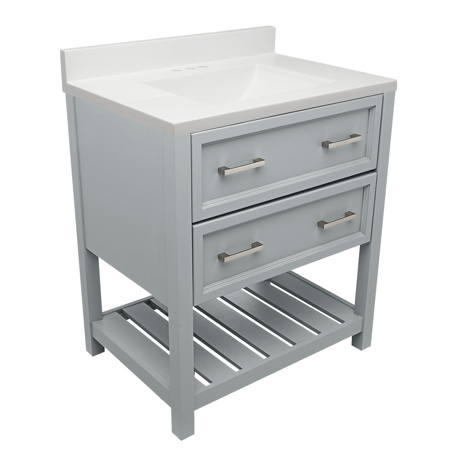 Ella's Bubbles Tremblant 31" Gray Bathroom Vanity With White Cultured Marble Top With White Backsplash and Sink