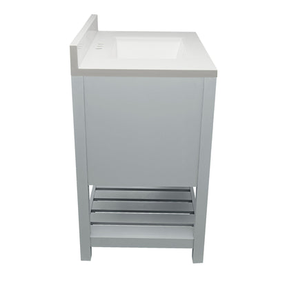 Ella's Bubbles Tremblant 31" Gray Bathroom Vanity With White Cultured Marble Top With White Backsplash and Sink