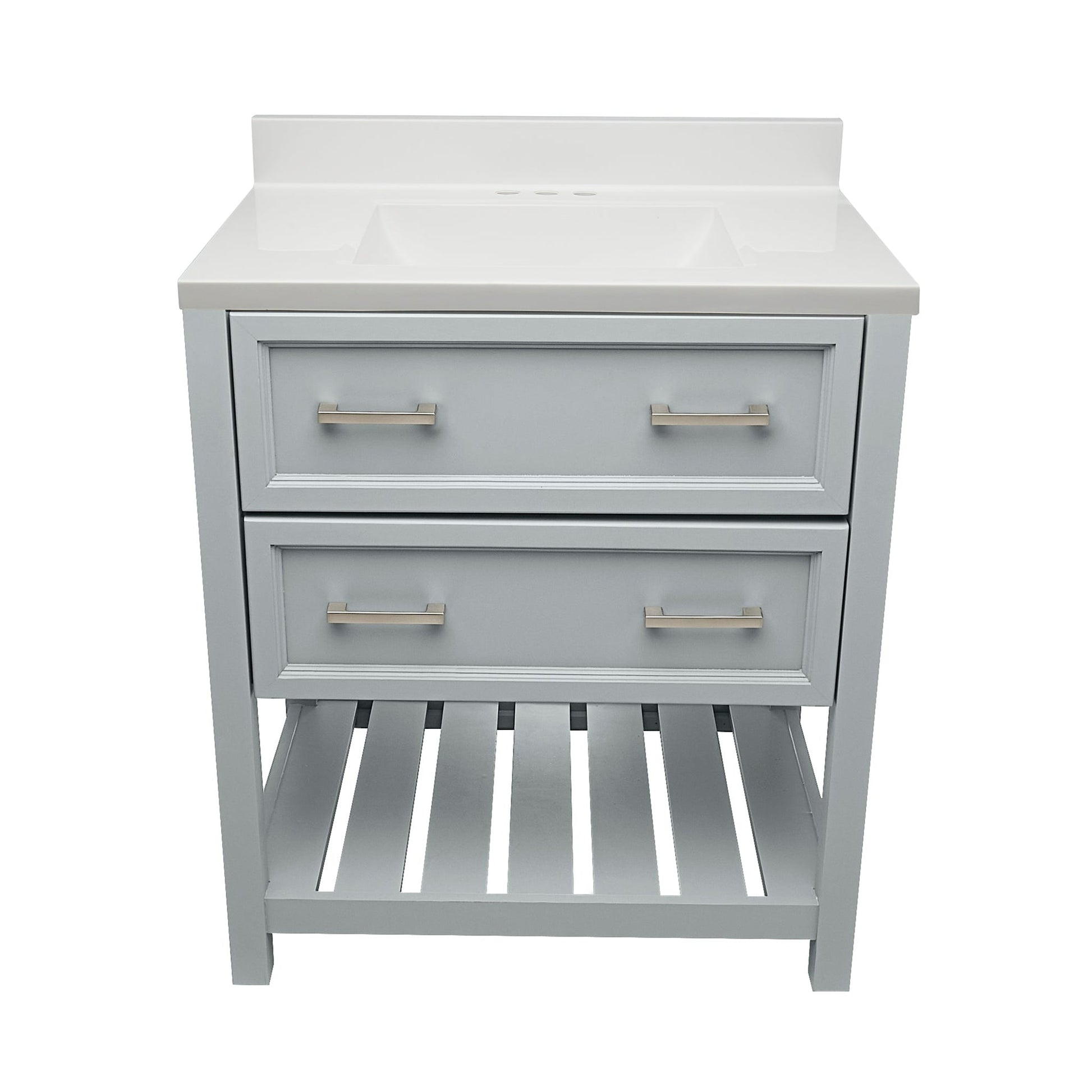 Ella's Bubbles Tremblant 31" Gray Bathroom Vanity With White Cultured Marble Top With White Backsplash and Sink