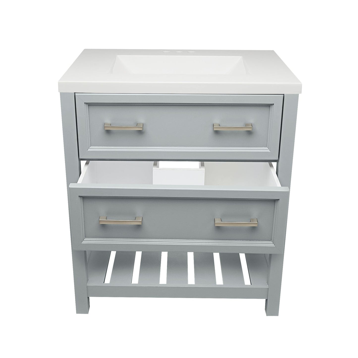 Ella's Bubbles Tremblant 31" Gray Bathroom Vanity With White Cultured Marble Top and Sink