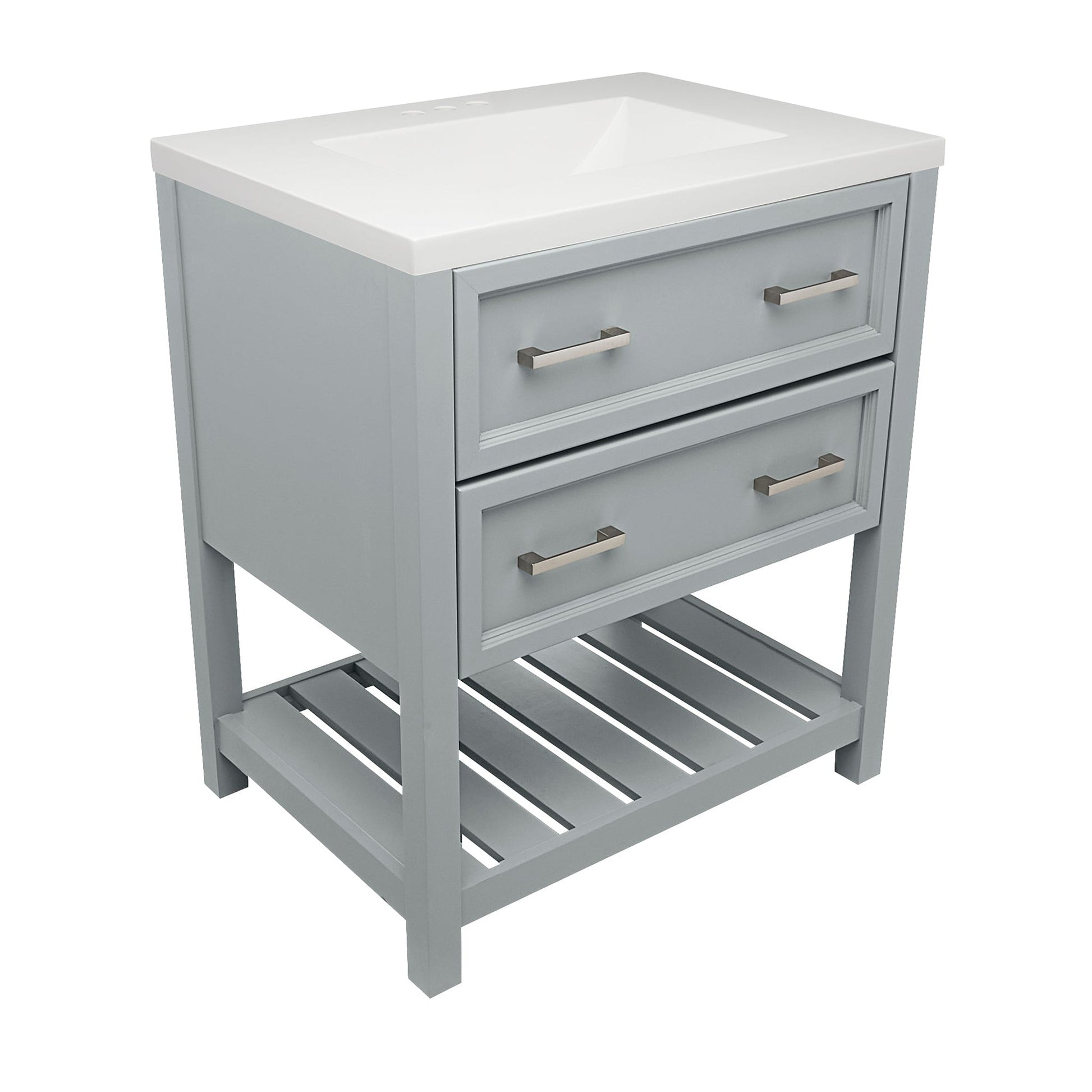 Ella's Bubbles Tremblant 31" Gray Bathroom Vanity With White Cultured Marble Top and Sink