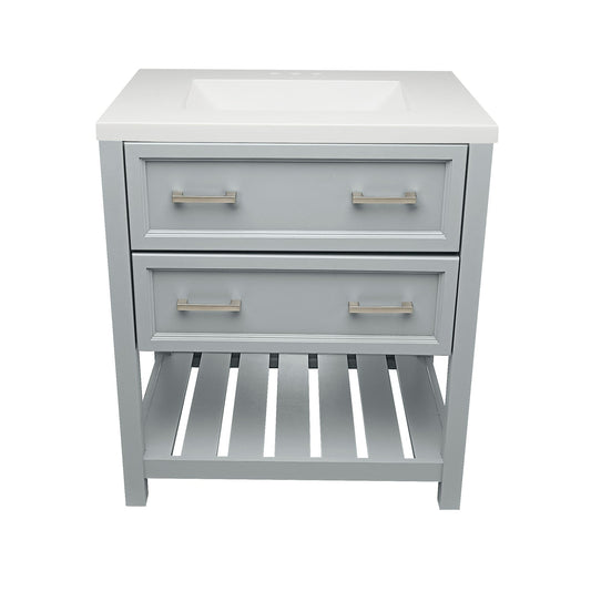 Ella's Bubbles Tremblant 31" Gray Bathroom Vanity With White Cultured Marble Top and Sink