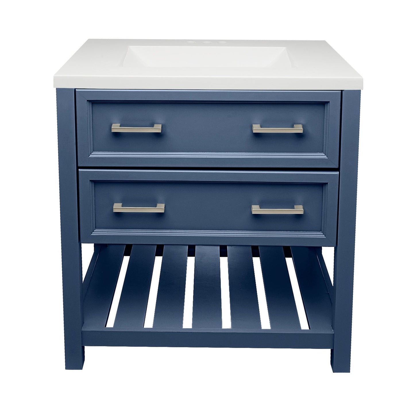 Ella's Bubbles Tremblant 31" Navy Blue Bathroom Vanity With White Cultured Marble Top and Sink