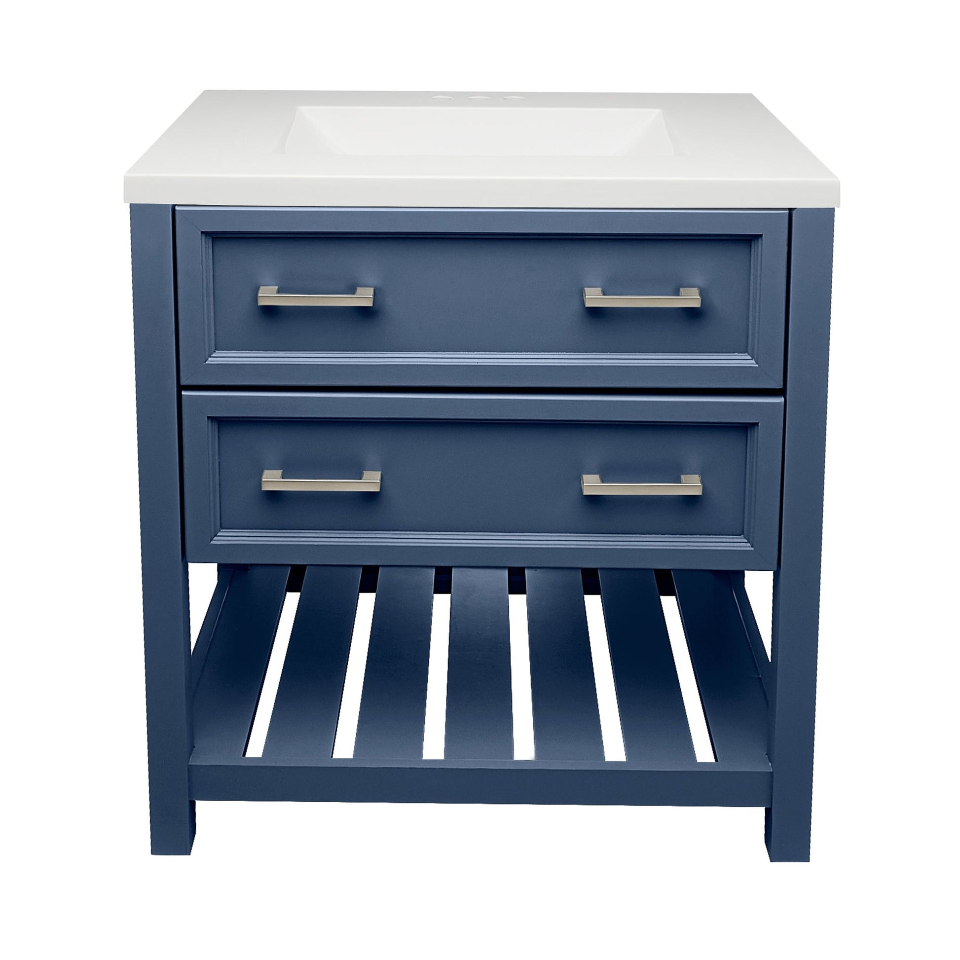 Ella's Bubbles Tremblant 31" Navy Blue Bathroom Vanity With White Cultured Marble Top and Sink