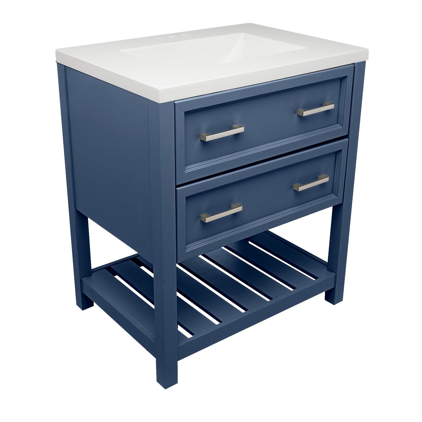 Ella's Bubbles Tremblant 31" Navy Blue Bathroom Vanity With White Cultured Marble Top and Sink