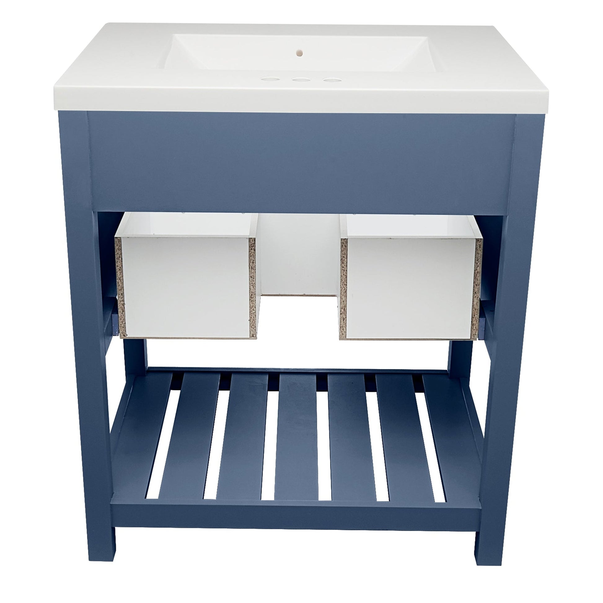 Ella's Bubbles Tremblant 31" Navy Blue Bathroom Vanity With White Cultured Marble Top and Sink